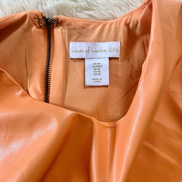 NWOT House of Harlow, Vegan Leather Papaya/Orange Dress Size Small - Picture 9 of 10